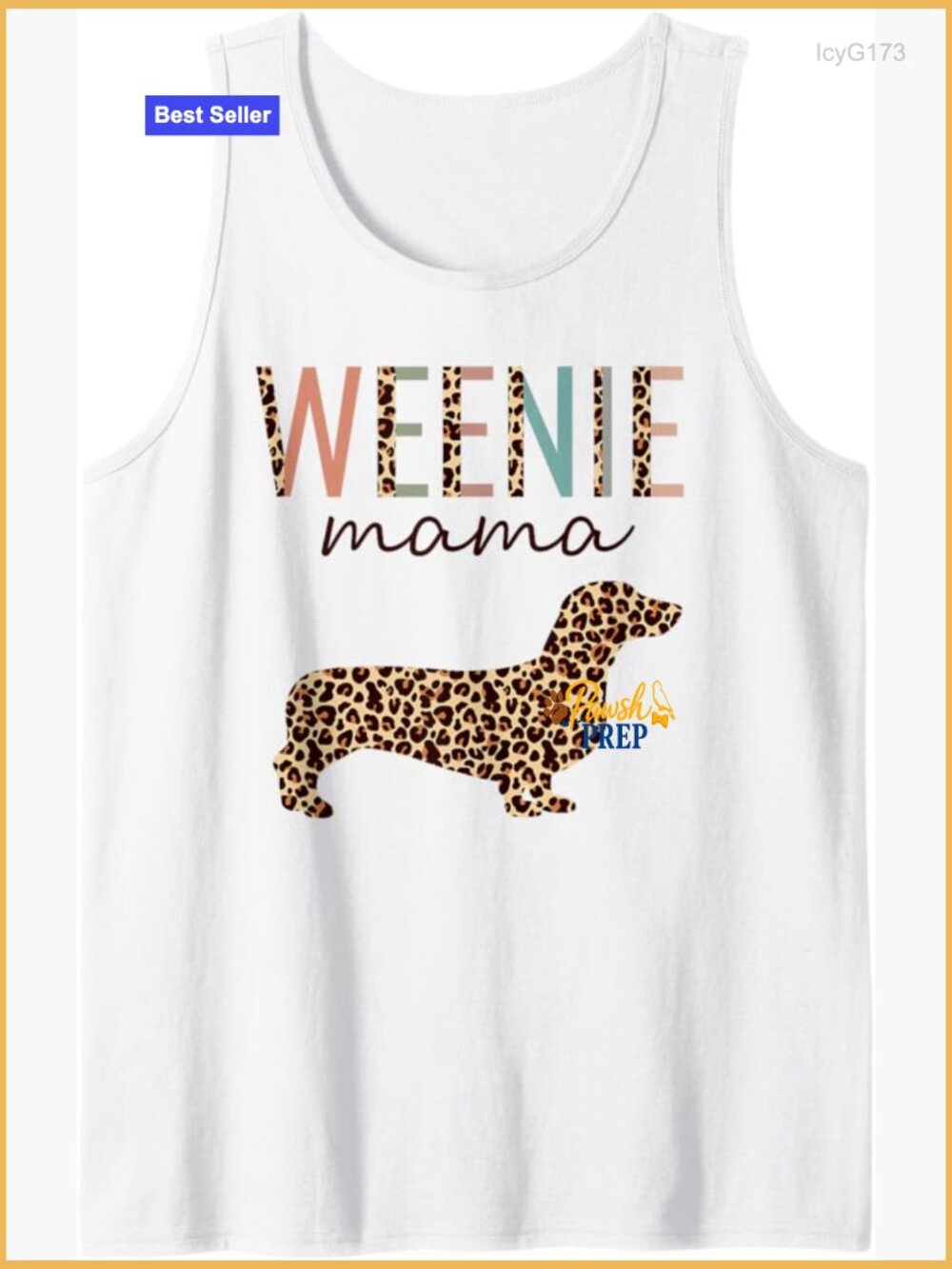 Leopard Print Dachshund Dog Mom Tank Top, Lightweight Cotton, Sleeveless - Picture 1 of 2